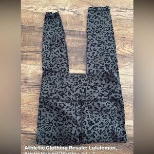 Athleta small elation high rise tight Black Leopard Leggings- full length EUC